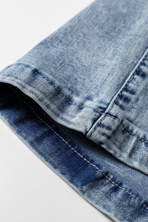 Ashleigh Blue Acid Wash Exposed Seam Drawstring Elastic Waistband Jeans