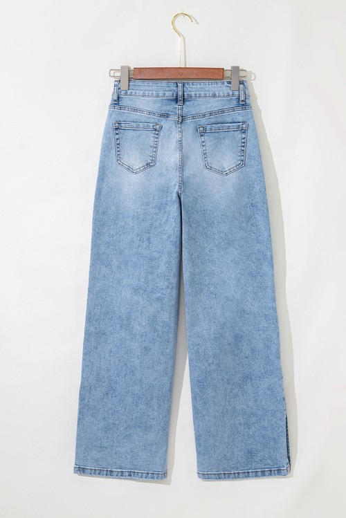 Myosotis Slit Leg High Rise Drawstring Casual Jeans