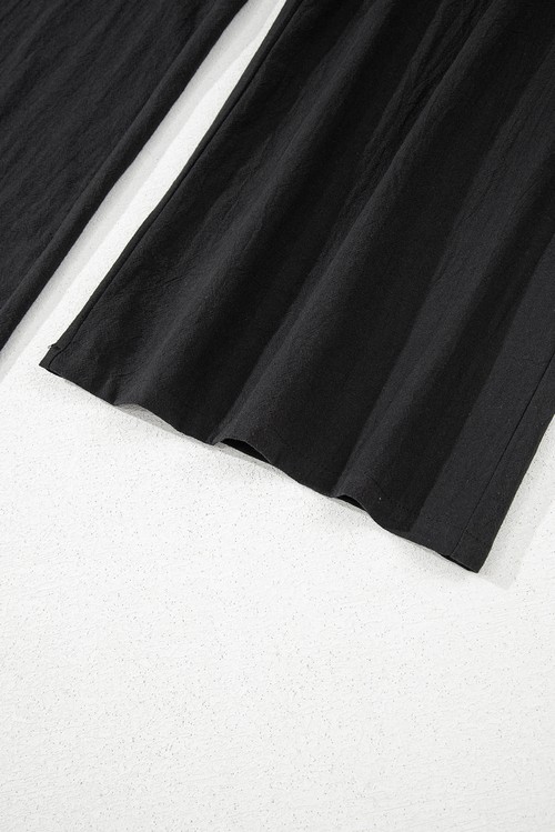 Black Front Cut Out Smocked Back Sleeveless Wide Leg Jumpsuit