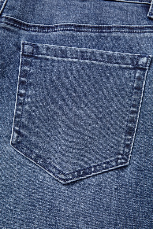 Dirty blue High Waist Button Zip Fly Bell Bottom Jeans