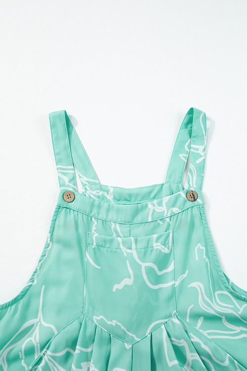 Moonlight Jade Printed Bib Wide Leg Overall