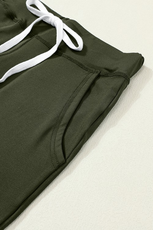 Moss Green Drawstring Elastic Waistband Pocketed Joggers