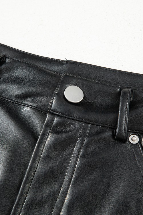Black Faux Leather Side Slit Maxi Skirt