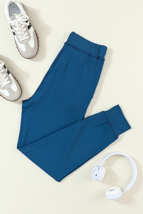 Sail Blue Drawstring Elastic Waistband Pocketed Joggers
