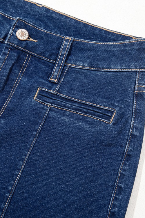 Sail Blue Center Seam Deep Wash Straight Jeans