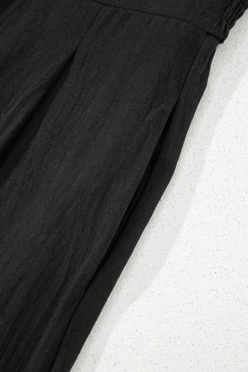 Black Front Cut Out Smocked Back Sleeveless Wide Leg Jumpsuit